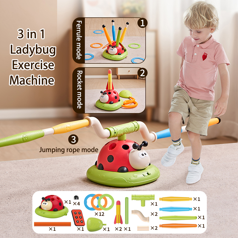 Juego de entretenimiento deportivo de mariquita, juguete multifunción, máquina de saltar cuerda, virola, lanzador de cohetes, educativo al aire libre: Colorful