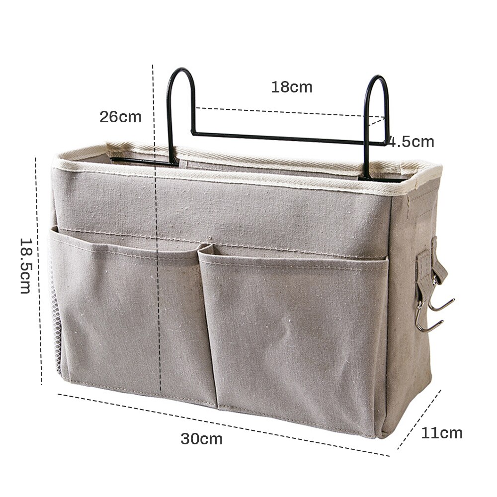 Lærred sengelinned hængende lomme opbevaringspose soveværelse magasin opbevaringspose ble caddy legetøjsholder baby tissuekasse hjem arrangør: 02