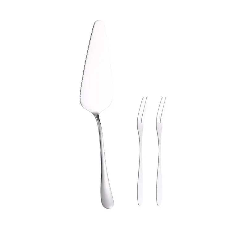 Rostfritt stål gyllene serveringssked västerländsk restaurang offentlig bestick soppslev durkslag biffgaffel spade köksredskap: Grå