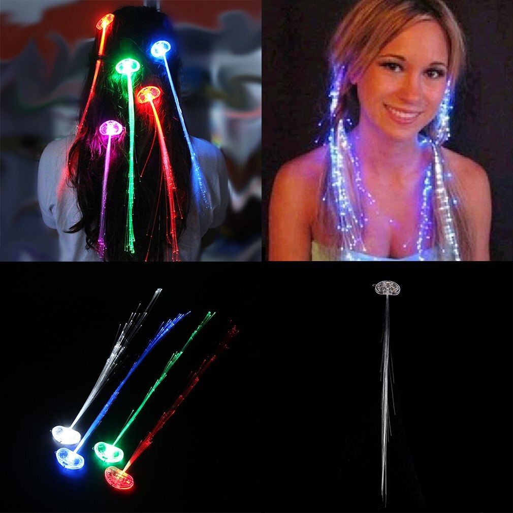 Flerfarvet farveændring led blinkende fiberoptisk hår fletning spærret lys til fest lyser op pandebånd styling tilbehør