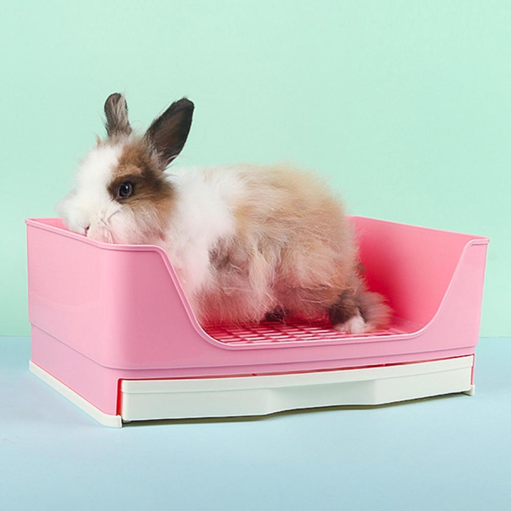 Rabbit Potty Pet Rabbit Splash-proof Litter Mesh Box Potty Trainer with Drawer Corner Toilet Pet Products Home Garden