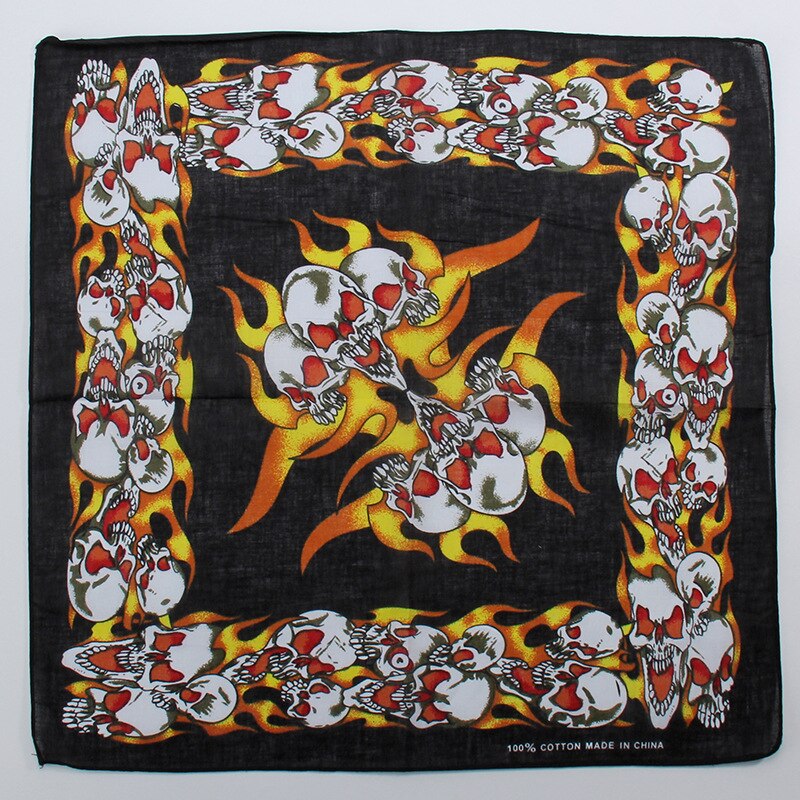 Los hombres chico mujeres Hip Hop Pañuelo cuadrado pañuelo de llamas de fuego imprimir pañuelos de bandana diadema cuello muñeca de banda Headtie Pañuelo cuadrado