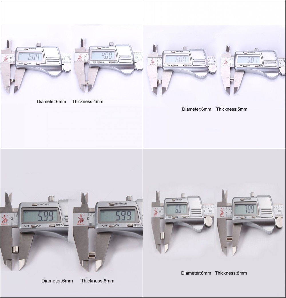 Imanes de neodimio redondos de 6mm de diámetro, 1,5/2/3/4/5/6/8mm de espesor, artesanía fuerte, N35 imán permanente, 10 Uds.