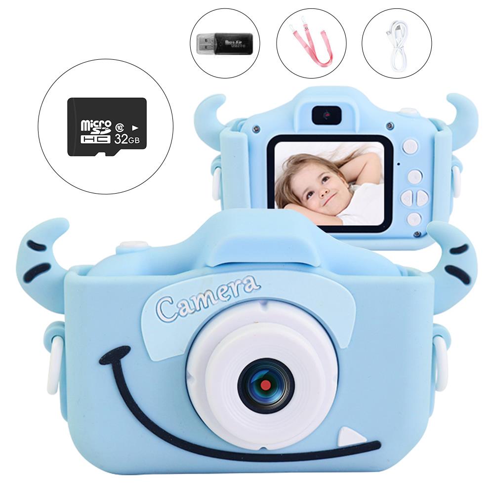 Børnekamera mini digitalkamera med 32g tf kort 720p hd videokamera børnevideokamera småbørnskamera legetøj til fødselsdag: Blå