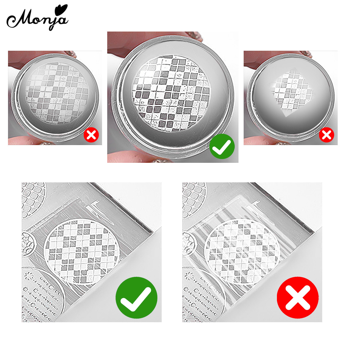 Monja 10 Stile Nagel Kunst Vorlagen Blume Ebene Streifen Geometrische aufbringen Stanzen Platten Druck Schablone DIY Manikübetreffend Werkzeug