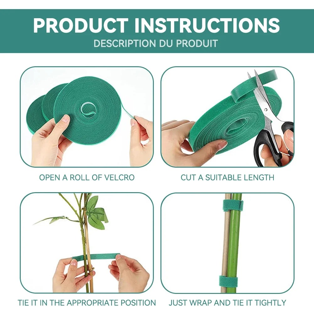 Tutores para plantas, planta autoadhesiva, atado de cables de nailon, soporte para plantas trepadoras, cinta de sujeción verde, cuidado reutilizable, suministros de jardín