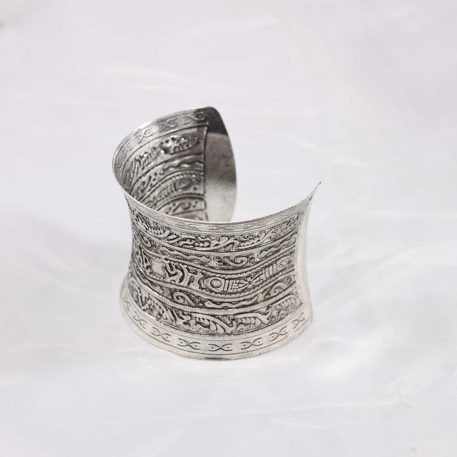Gypsy Bohemian Vintage Open Cuff Bracelet For Women Men Antique Gold Wide Arm Bangle Turkey Afghan Wedding Jewelry Accessories