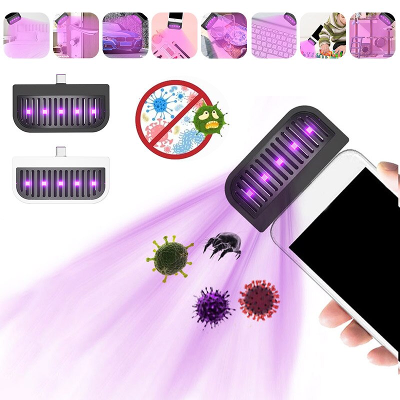 Portable UV Disinfection Lamp For Phone Household Ultraviolet Lamps UVC Germicidal Light Sterilizing Lights Kitchen Tools Cocina