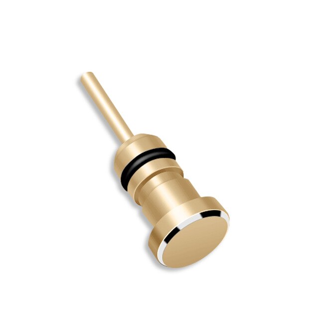 Universal 2-in-1 3.5mm Metal Dust Plug Earphone Port Sim Card Tray Eject Pin Needle For iPhone Sumsang HTC Xiaomi Jack Dust Plug: Gold