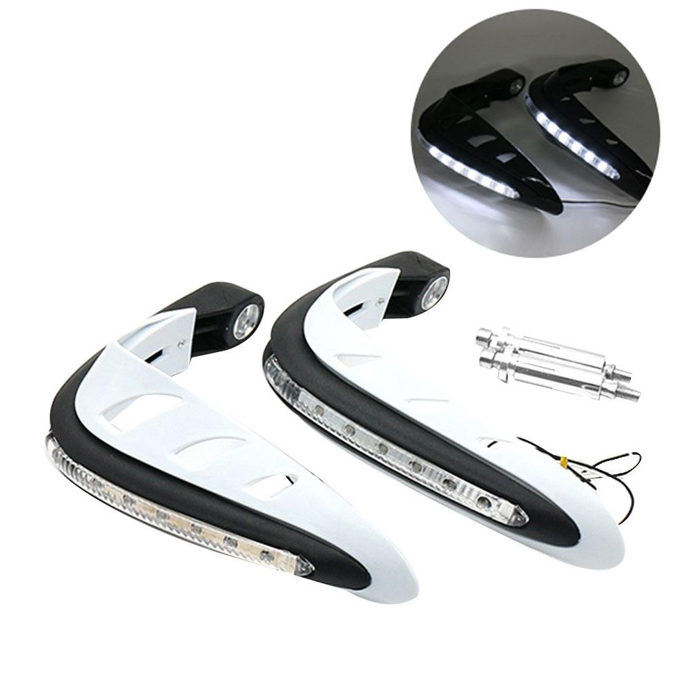 1 Pair Motorcycle Hand Guards Handlebar Hand Protector with LED Lights Motor Handguards Motocross Hand Guards Accessories: White White Light