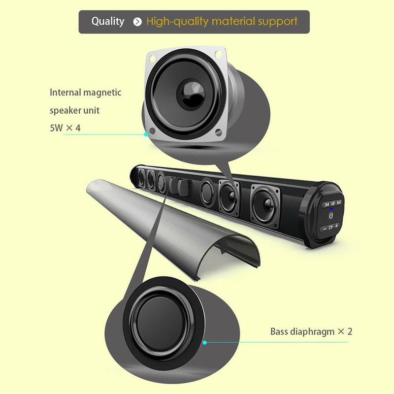 BS-10 sans fil Bluetooth 5.0 haut-parleur barre métallique Bluetooth haut-parleur Home cinéma Surround haut-parleur stéréo avec télécommande