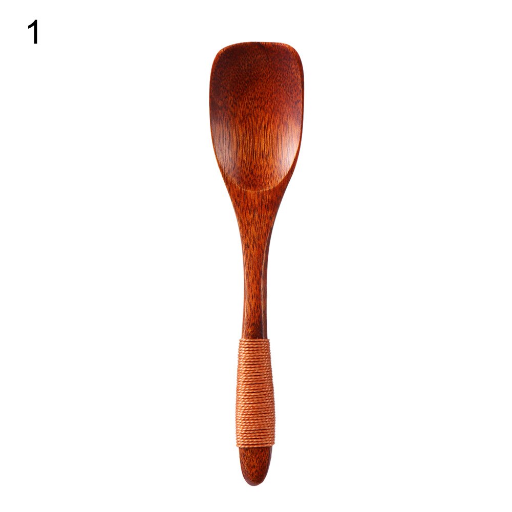 6 tipos de colheres de madeira tradicional grande colher de mão longa colher de crianças colher de sopa de arroz de madeira sobremesa colher cofre chá misturando utensílios de mesa: type1