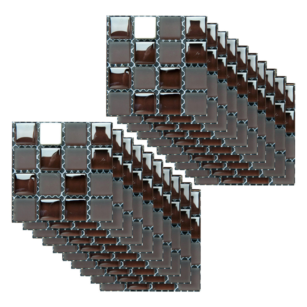 20PCS Self-adhesive Wall 3D Tile Sticker Wallpaper Waterproof Wall Covering Bathroom Kitchen Home Decor DIY Background /d: D / 10X10cm  20 PCS 