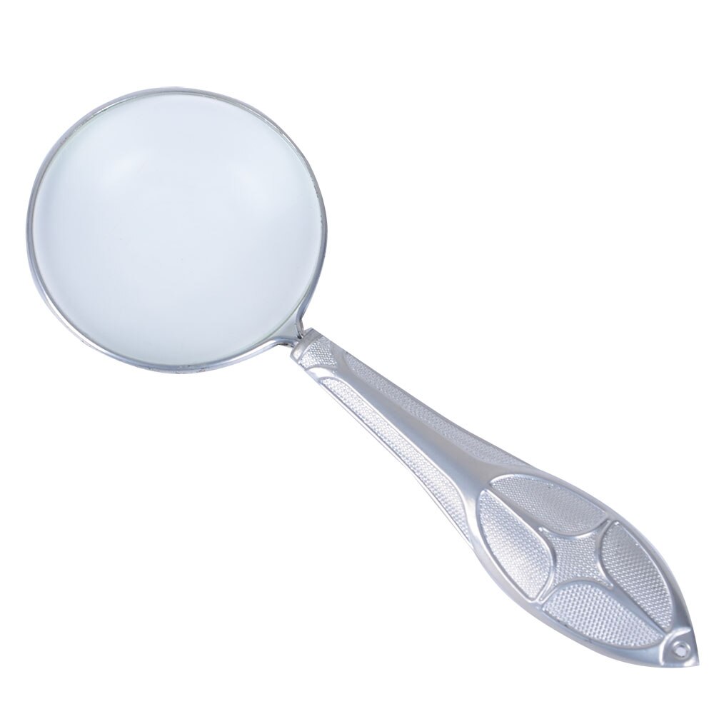 5X Gold 45mm Diameter Magnifier Glass Lens Metal Glass Mirror Flower Magnifier Complex Pattern Handle Magnifying Glass Loupe: Silver style 2
