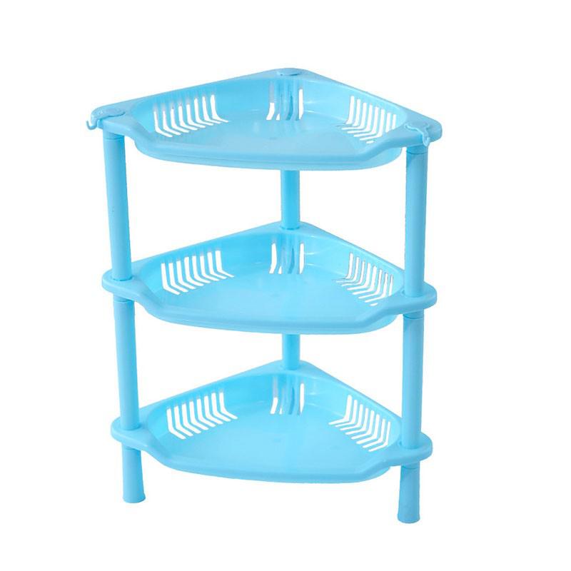 3 Tier Plastic Storage Rack Organizer Shelf Tower Utility Cart Basket For Kitchen Laundry Room Bathroom Office Home: Triangle Blue