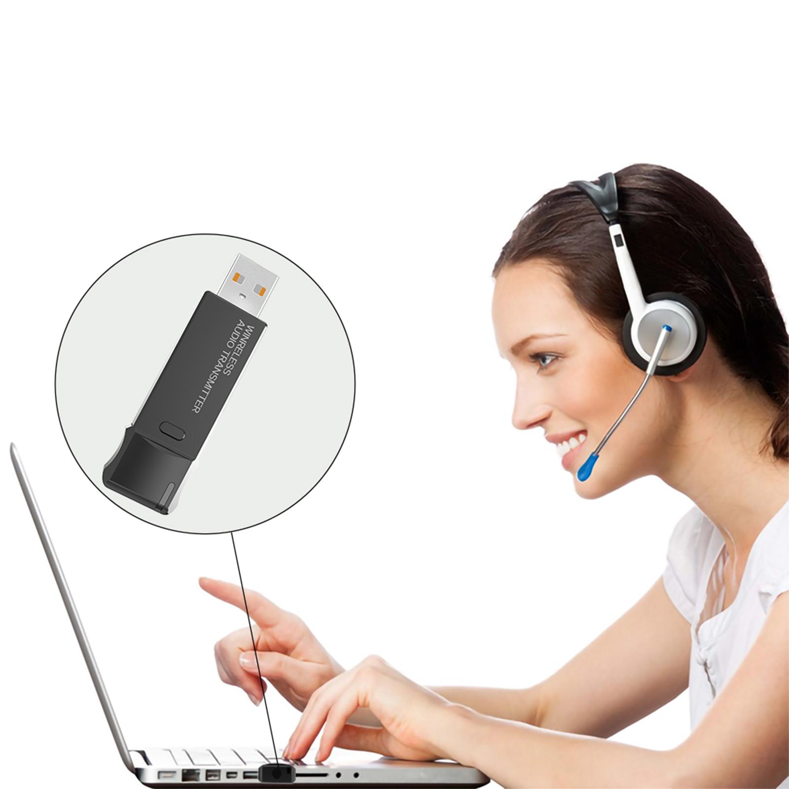 Mini USB Bluetooth Audio Transmitter with aptX V5.3 3.5mm AUX Wireless Audio Adapter for PS4 Speakers PC TV USB Power Supply
