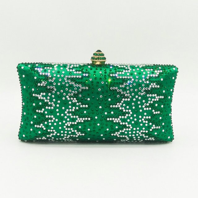 Boutique De FGG Green & Gold Gestreepte Vrouwen Clutch Kristal Avondtassen Dames Diamond Party Handtassen en Portemonnees: Green 0913