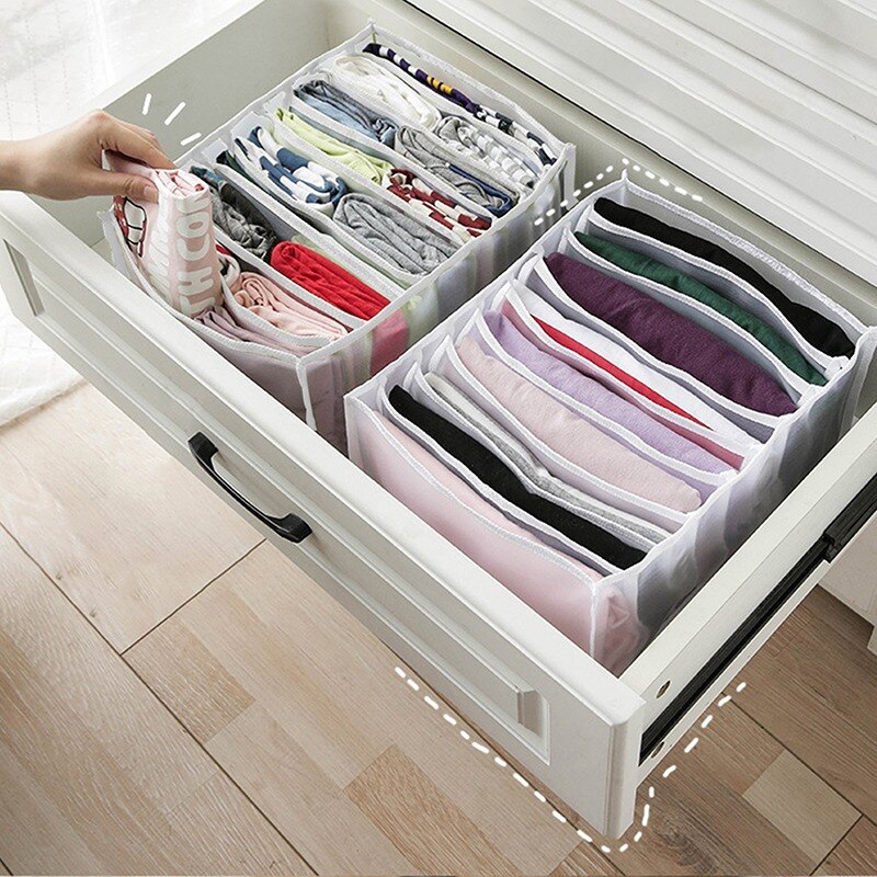 Anpassbare Jeans-Aufbewahrungsbox mit Fächern, Socken, Kleidung, Unterhosen, Schubladenteiler, Unterwäsche-Aufbewahrungsbox, Schrank-Organizer