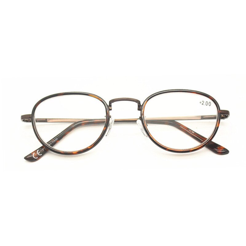 Gafas de lectura de leopardo de aleación para mujeres y hombres, anteojos ovalados para presbicia, gafas de hipermetropía, + 1,0 + 1,5 + 2,0 + 2,5 + 3,0, novedad de