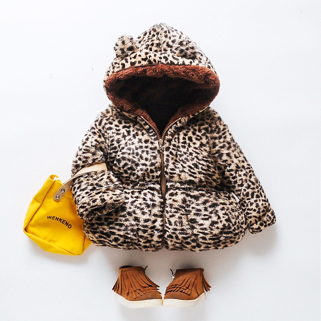 Toddler Kids Baby Gril Boy Cute Ear Zipper Solid Thick Hooded Coat Warm Outwear sizes 2t Long Children Outerwear #Aug