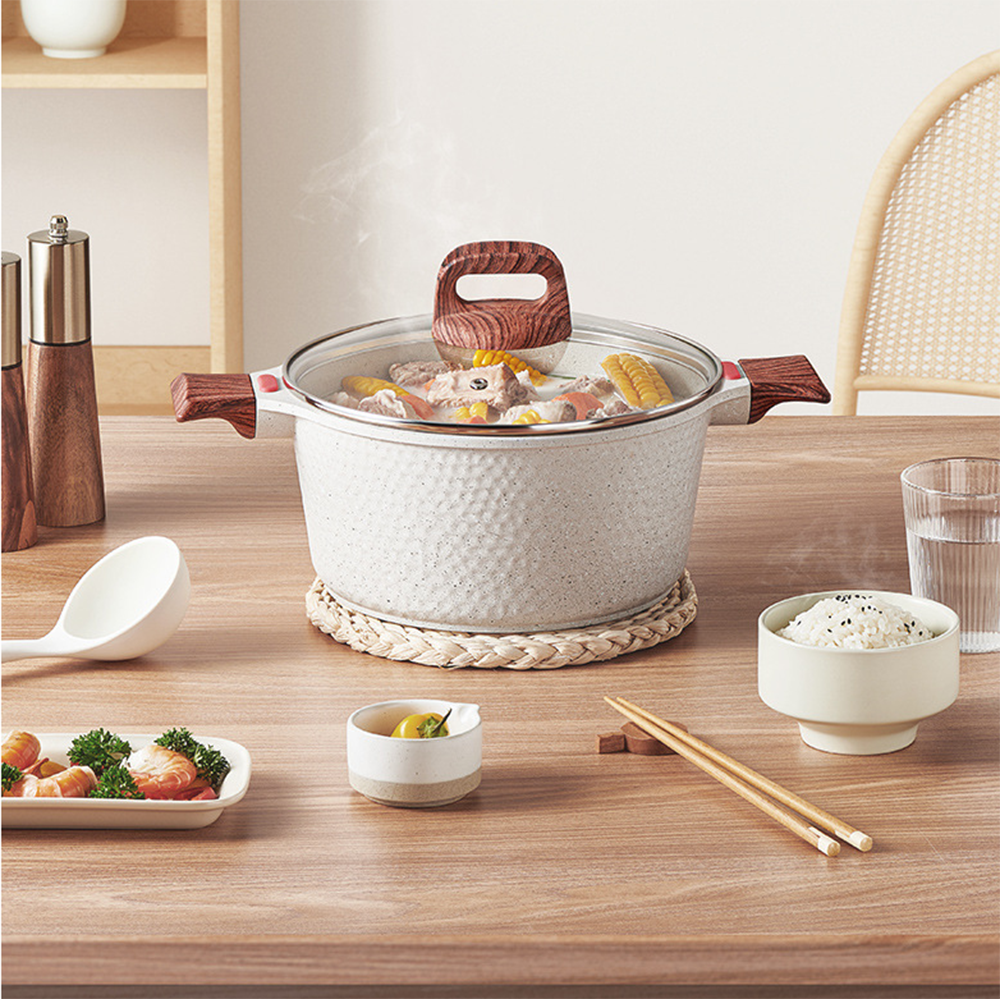 Non-stick Sauce Pot Die Casting Aluminum Ceramic Granite Coating Casserole Pot for Cooking