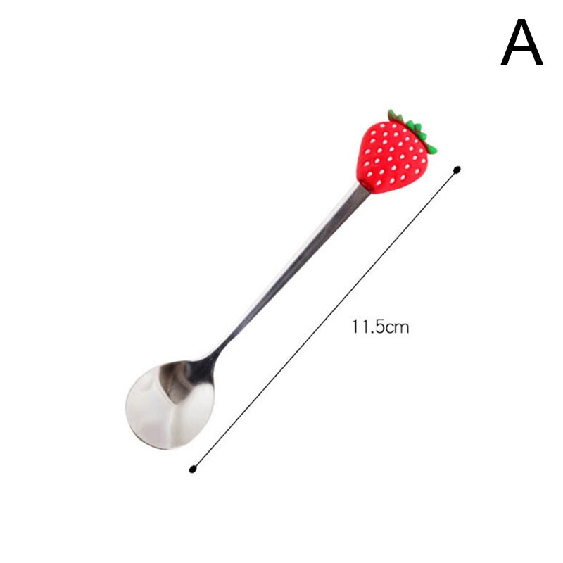 1 Pcs Stainless Steel Cute Fruit Shaped Coffee Spoons Fruit Dessert Spoon Fork Candy Tea Spoon Drink Tableware Kitchen Supplies: A