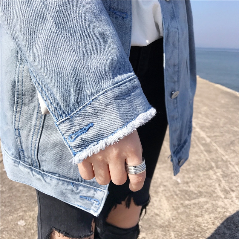 ZQLZ printemps Denim veste femmes nouvelle broderie lettre simple boutonnage Vintage décontracté automne manteau Mujer