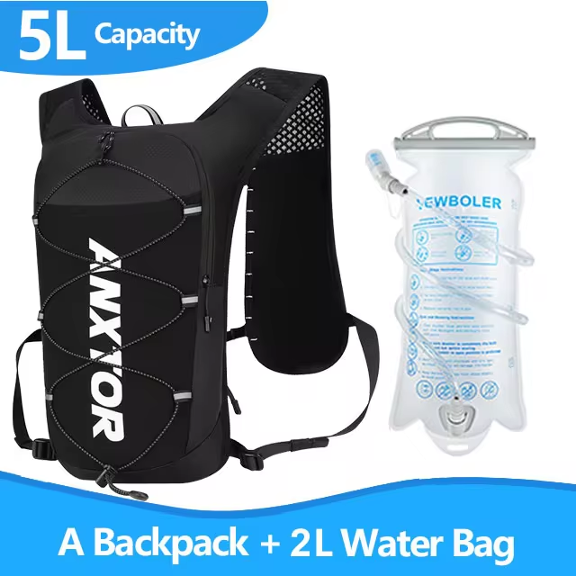 draussen Pfad Laufen 5L Ultraleicht Rucksack Trink Joggen Weste Männer Atmungsaktive Marathon- Fahrrad Tasche Wasser Flasche 500ML/2L: GRAUE FARBE