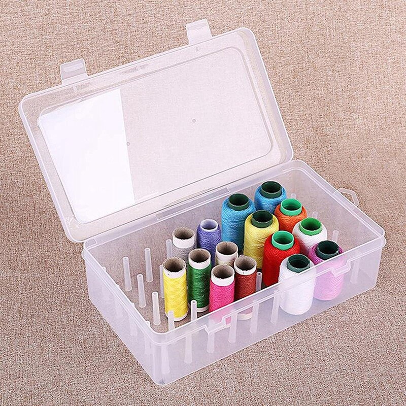 Practical 2 Pieces Bobbin Case, Plastic Sewing Thread Storage Box, Jewelry Box Organizer Container Spools Holder 42 Slots