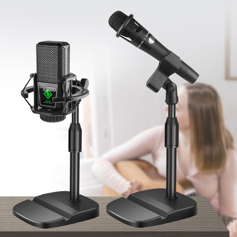 Microphone Stand Sturdy Adjustable Microphone Stand Desktop Holder for Mic and Phone Perfect for Video Conference and Singing