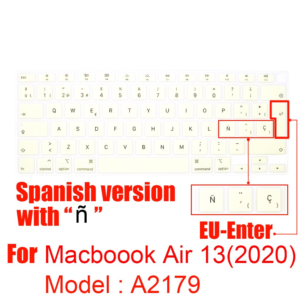 Dla 2020 nowy Macbook Air 13 Cal silikonowa klawiatura laptopa pokrywa z touchbar ue wersja A2179 hiszpania Laptop film ochronny: A2179 EU cream