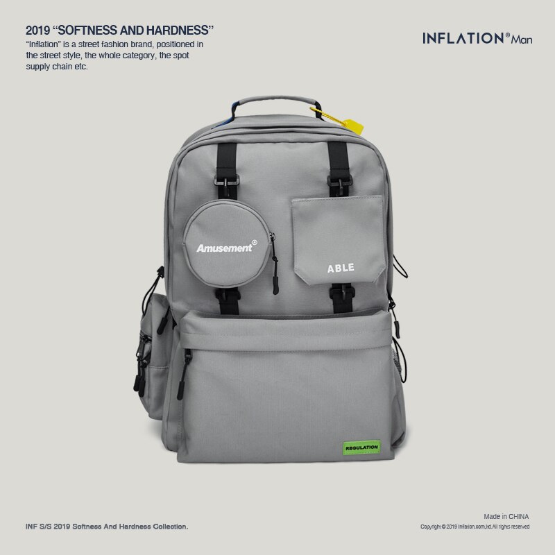Mochila para hombres con inflación, bolso de hombro , mochilas de viaje a la para hombre, mochila de estilo urbano a la , mochilas para ordenador portátil, color sólido 205AI2018: grey