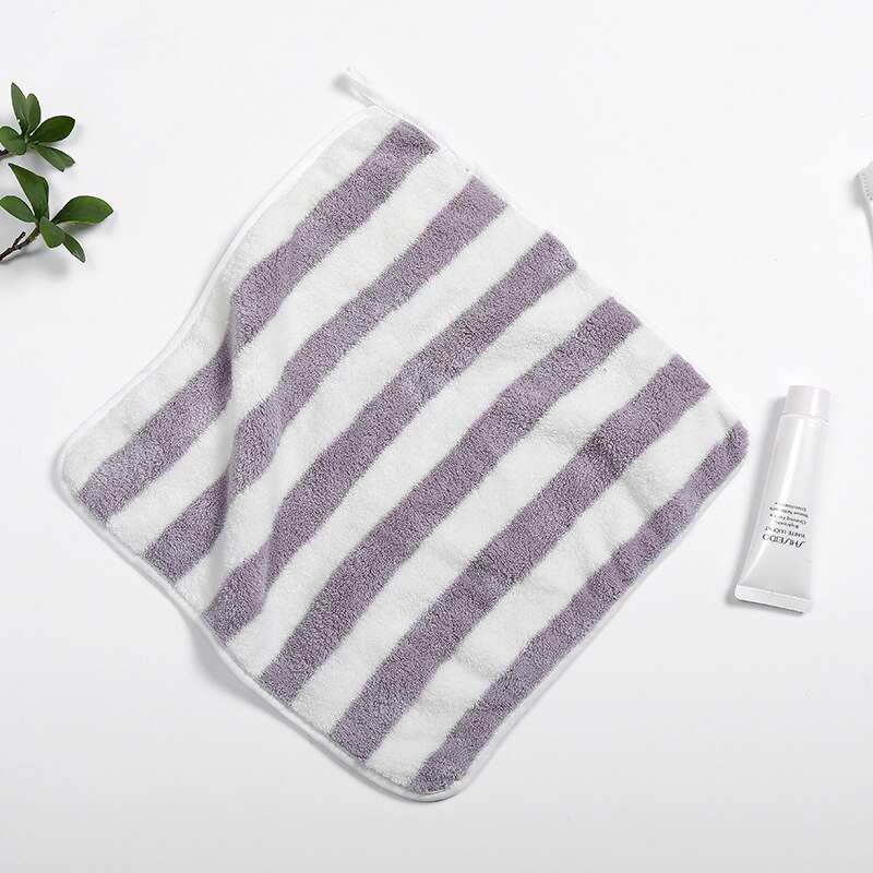 Doux Petite Serviette Serviette visage En Microfibre Tissu Bébé Pendaison Serviette Serviette De Bain Pour Salle De Bain Cuisine Serviette Sèche Rapide: Purple Stripes Towel