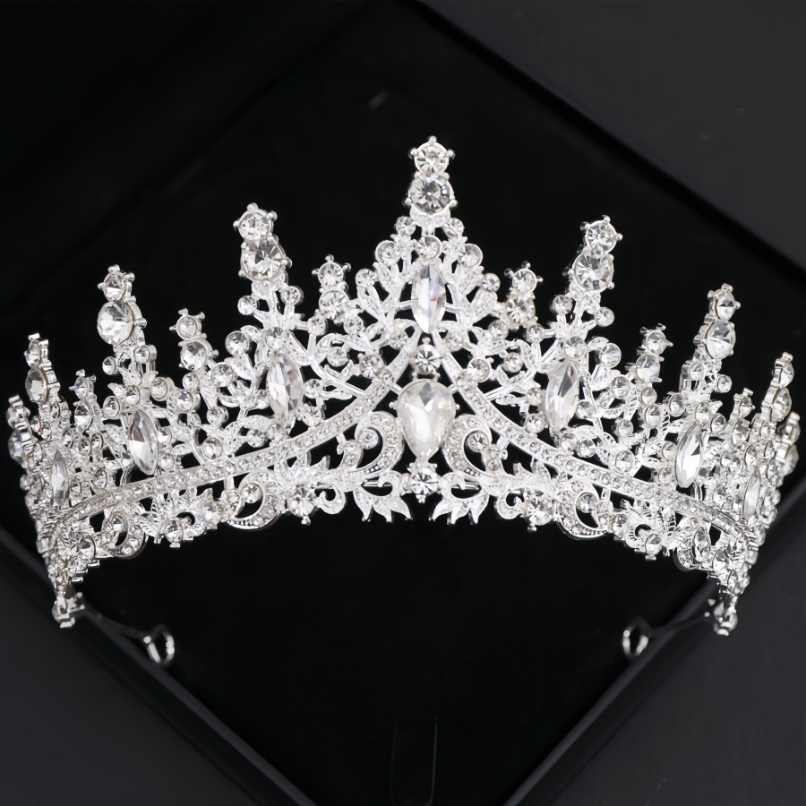 Barokke Kristallen Tiara's En Kronen Voor Vrouwen Strass Prom Diadeem Hoofdband Bruids Bruiloft Haaraccessoires Sieraden Kroon Tiara: Licht Geel Goud Kleur