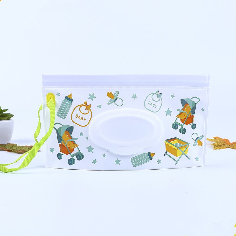 Clutch and Clean Wipes Carrying Case Eco-friendly Wet Wipes Bag Clamshell Cosmetic Pouch Easy Carry Snap Strap Wipes Container