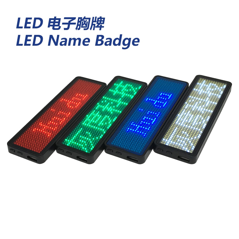 Witte Kleur Huidu Led Naam Board / Badge Teken Wit Oplaadbare Business Naam Card Advetising Led Bericht Tag 11px * 44px