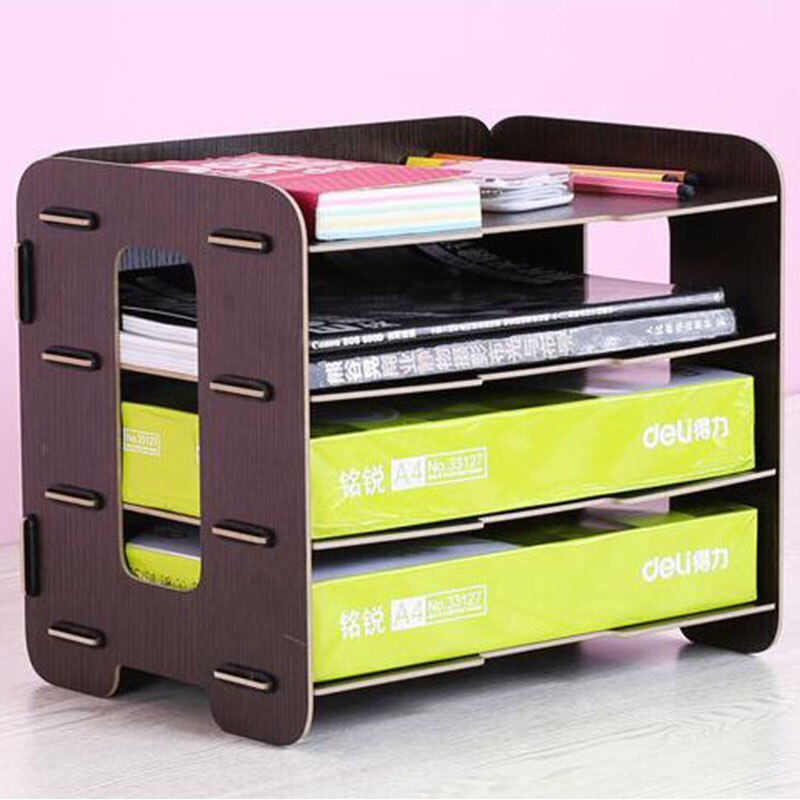 Paperboat A4 Multi Layer Wooden Kawaii File Rack High School Magazine Holder Office Bookshelf Document Tray