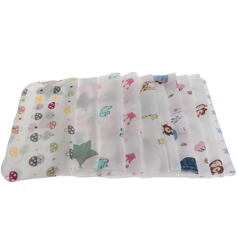 10Pcs Baby Baby Handdoek 28*28Cm Mousseline Handdoek Zakdoeken Twee Lagen Veeg Handdoek