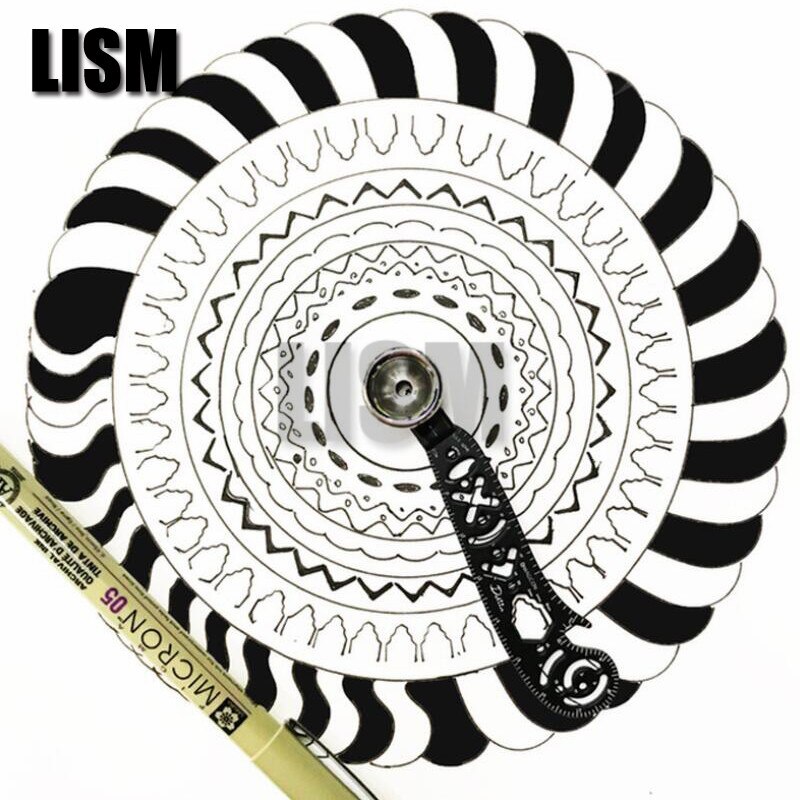 Multi-Function ,Versatile Drawing Tool,Curved Ruler Mini Compass Protractor Combo Patterns for Notepad Designers Artists