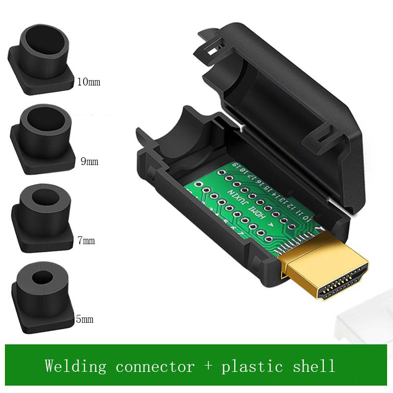 Conector HDMI sin soldadura 2,0, enchufe de cable de alta definición, placa de circuito de soldadura HDMI, Terminal macho DIY, adaptador de reparación de línea HD 4K: Negro
