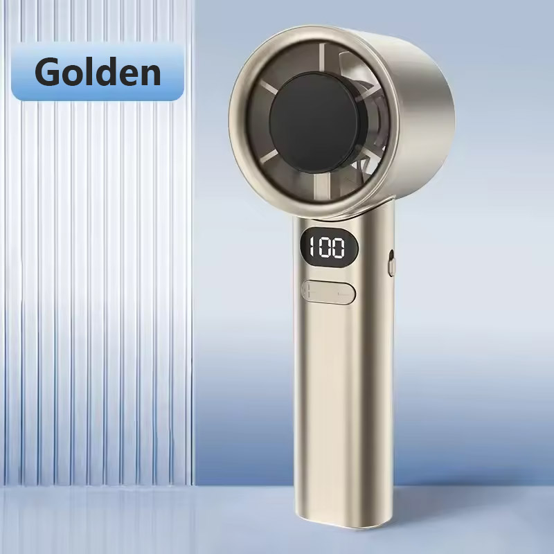 Handhållen liten fläkt kraftfull 120 hastigheter variabel hastighet student utomhus mini usb-laddning liten fläkt handhållen resefläkt skrivbordsfläkt: Guld-