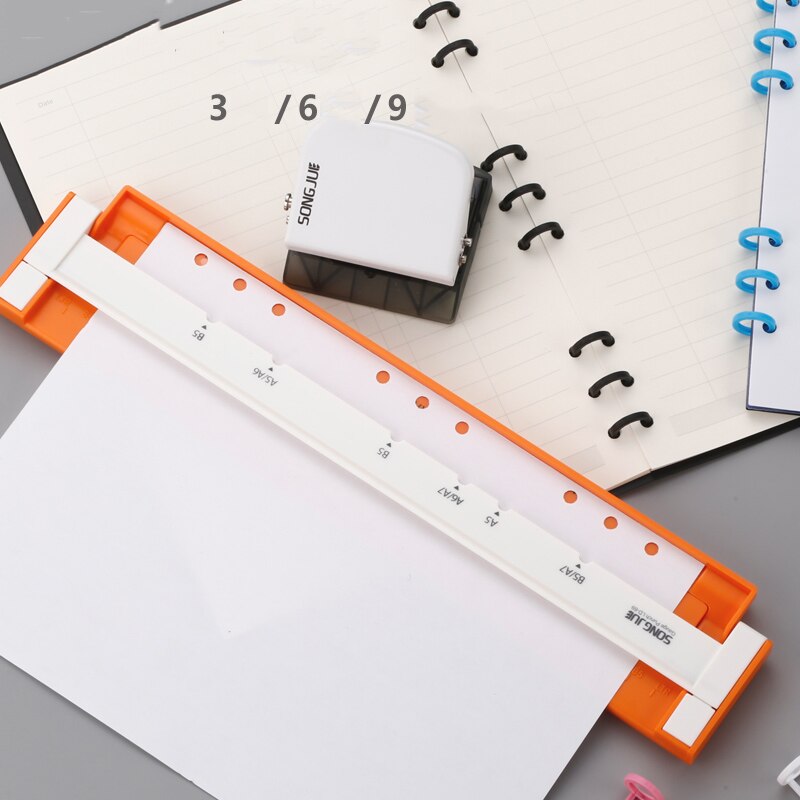 Multi-Functionele Puncher 9-Gat B5 Puncher 6-Perforator A5 A6 A7 Vaste Clip Bos Bos blade Punch Diy Handleiding Puncher