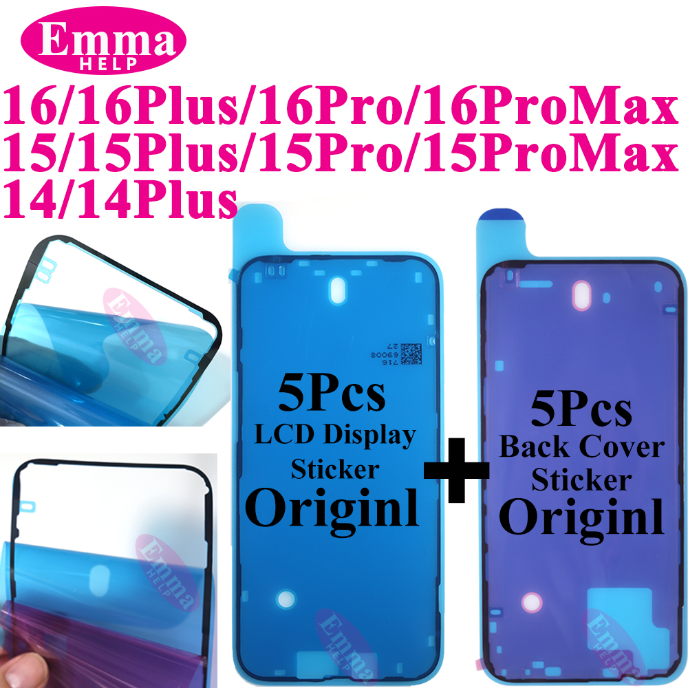 10pcs Back Cover Sticker for iPhone 14 15 Pro Max 16 Plus Back Frame Waterproof Seal Bezel Display Adhesive LCD Screen Frame