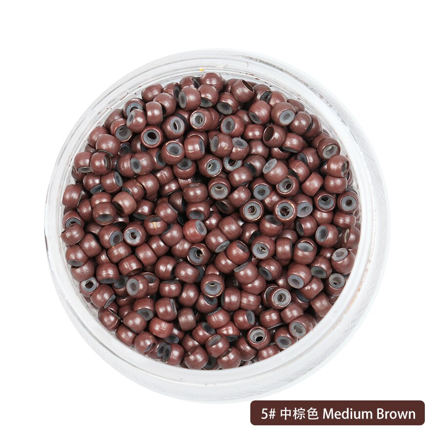 SHUOHAN-Anillo de cobre de silicona para extensiones de cabello, Nano Micro tubo de enlace para extensiones de peluca, cuentas forradas, herramientas de salón, nanómetro con cuentas, 3x2mm, 1000 Uds.
