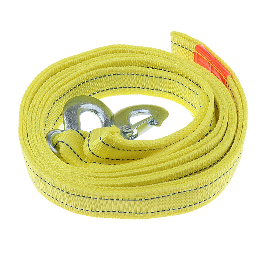 Car Trailer Rope Tow Rope Road Recovery Tow Strap w/Hooks 5 Tons,4 Meters - Truck Accessory