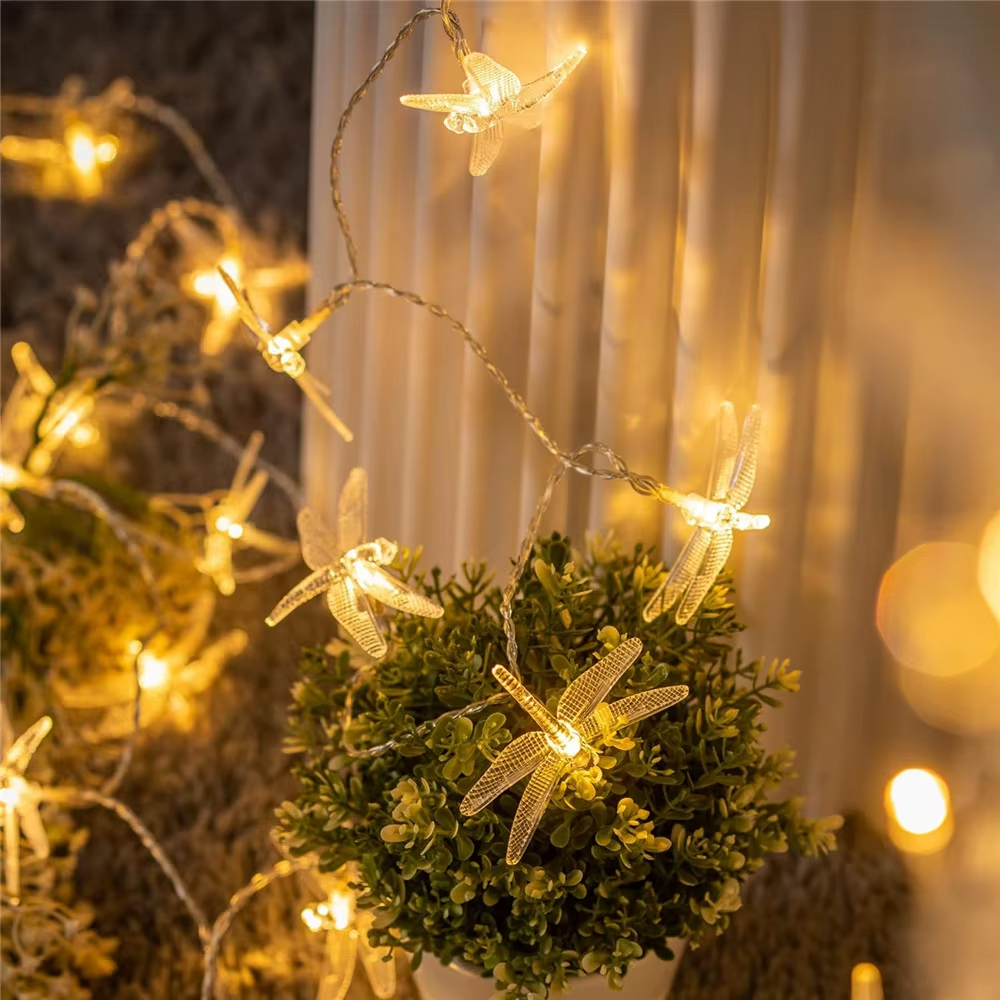 Guirlande solaire LED libellule pour jardin, étanche, 8 Modes, lampe de paysage de pelouse pour cour extérieure, noël, décoration de mariage
