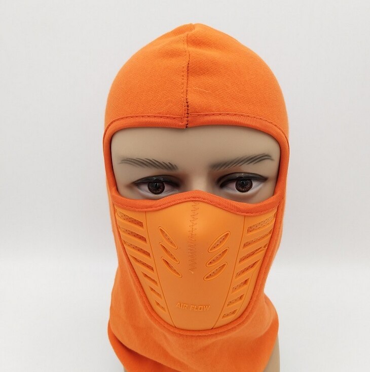 Vinter varm maskeret hætte vindtæt vandring hætter mænd varmt ansigt beanies ski cykel motorcykel hals varmere hjelm hat: Orange