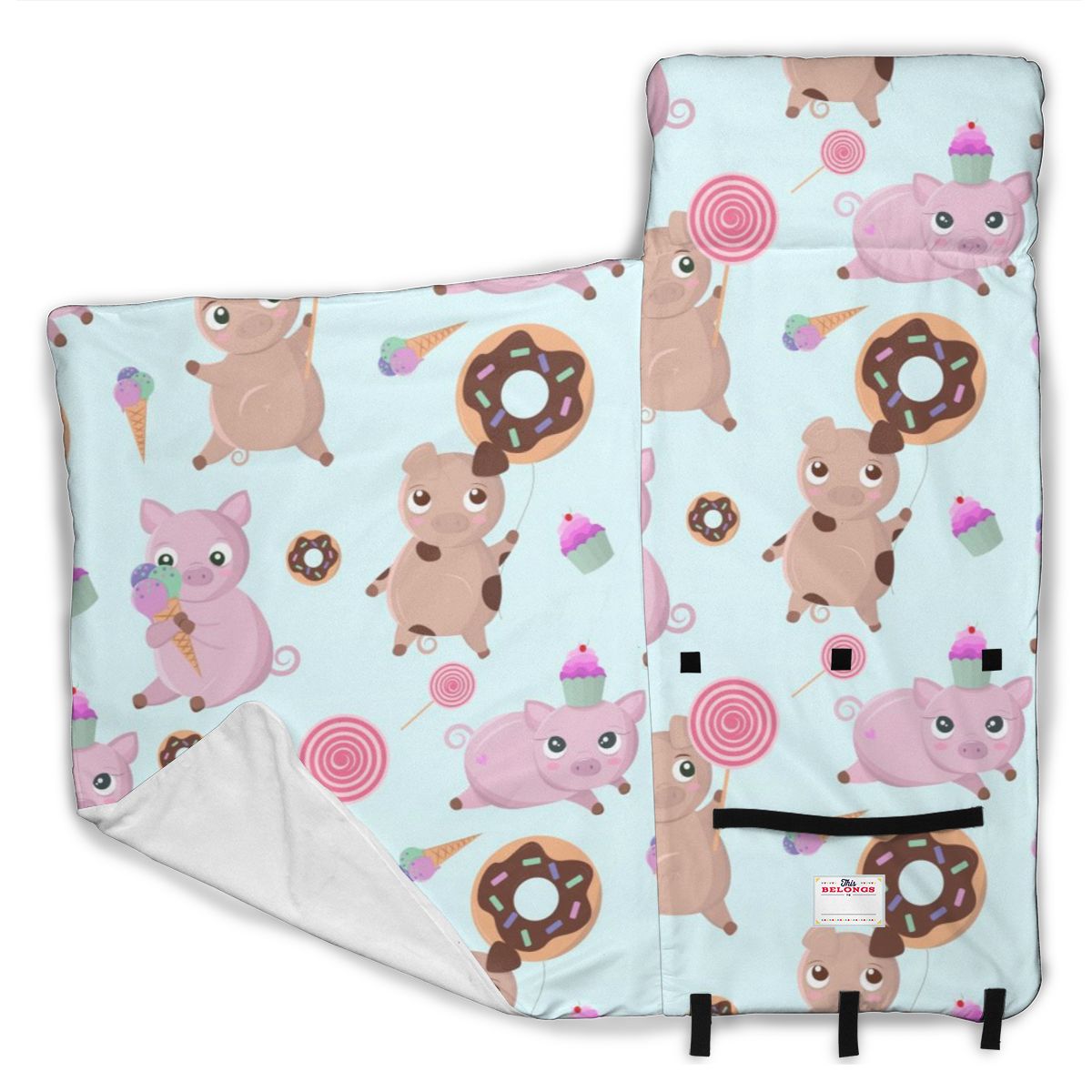 Bonitos cerdos, rosquillas, dulces y pasteles, colchón para la siesta del niño, alfombrilla para dormir, juego de cama de guardería para niños con almohada