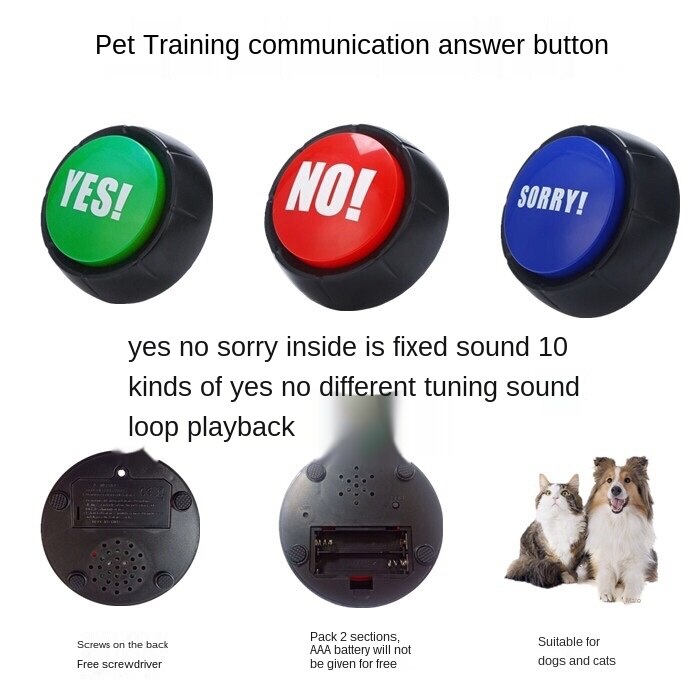 Praten Aan Uw Hond Kat Opname Knop Praten Knop Trainer Vocal Dialoog Speelgoed Hond Training Bunny Ja/Nee/Uitgaan/Voedsel/Water: YES-NO-SORRY
