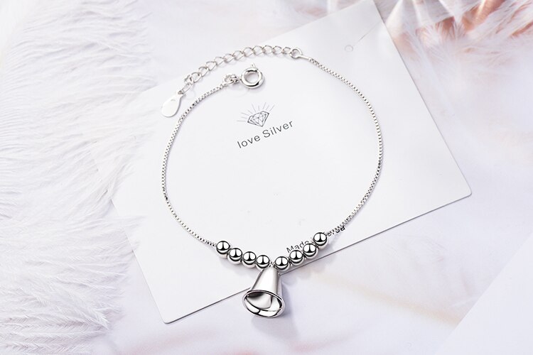 Anenjery zilveren bedels kralen armbanden schattige kleine bel armband voor vrouwen pulseira feminina s -b220